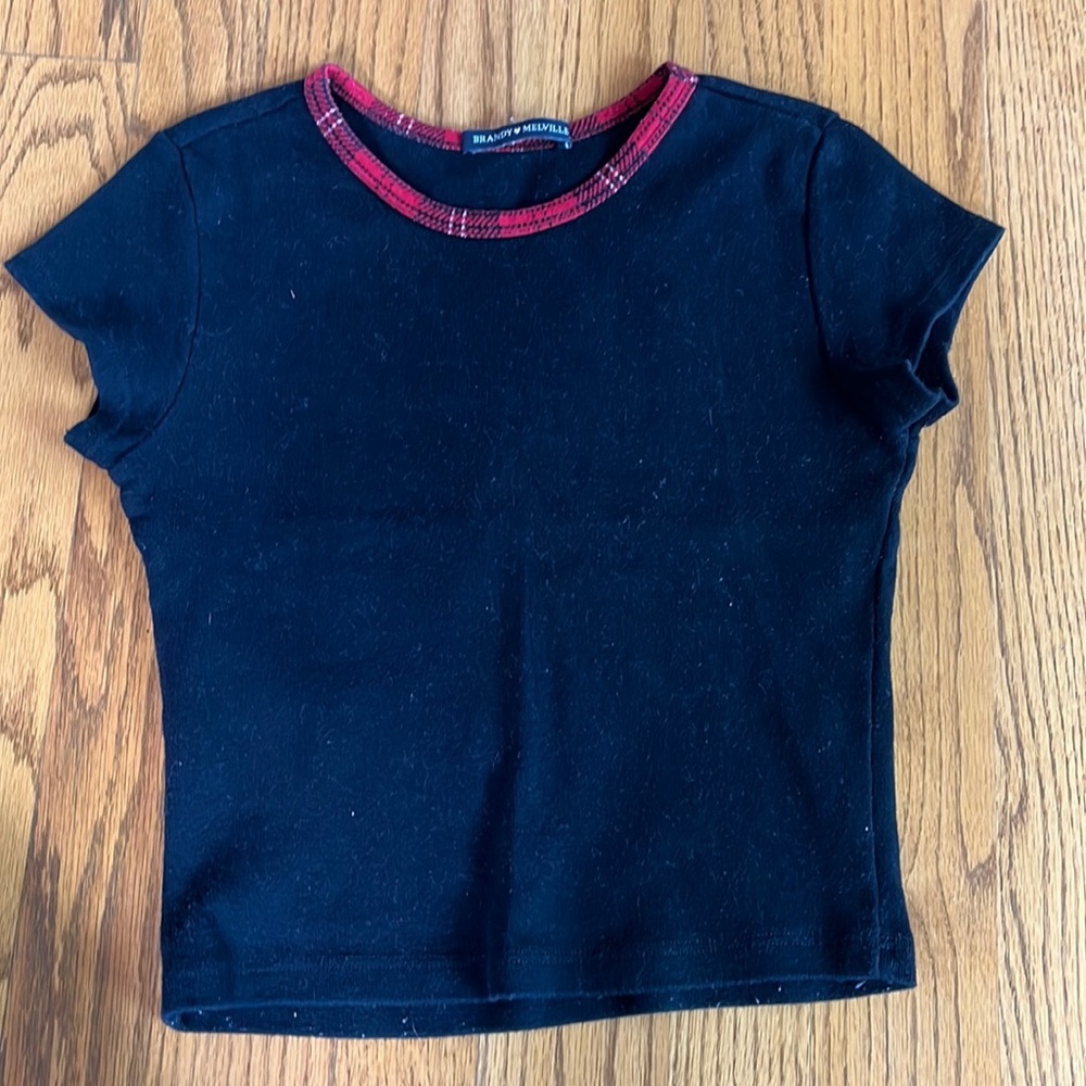 black and red plaid neck line short sleeve. brandy melville